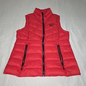 Reebok Women Puffer Vest Red Full Zip Pockets